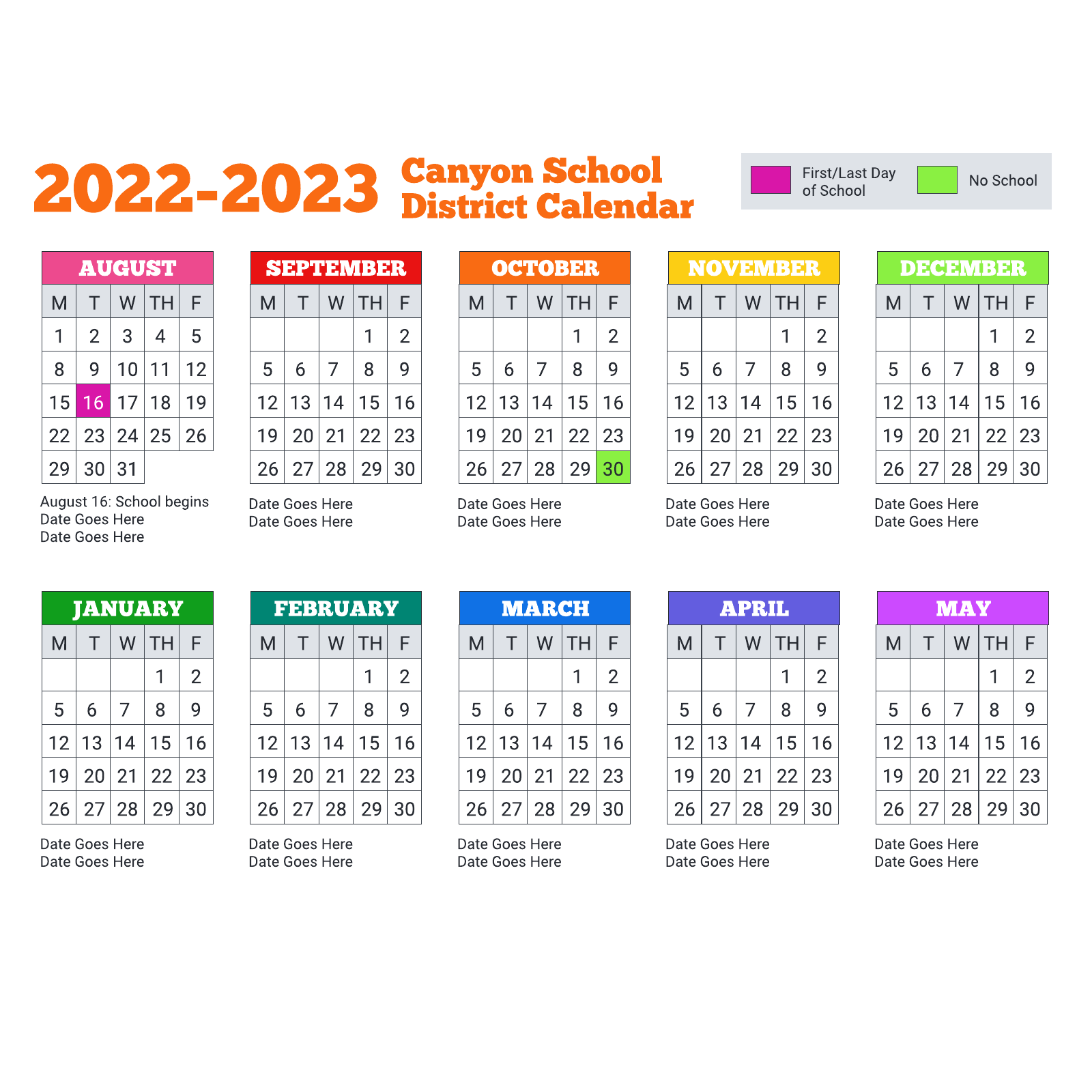 School district calendar example