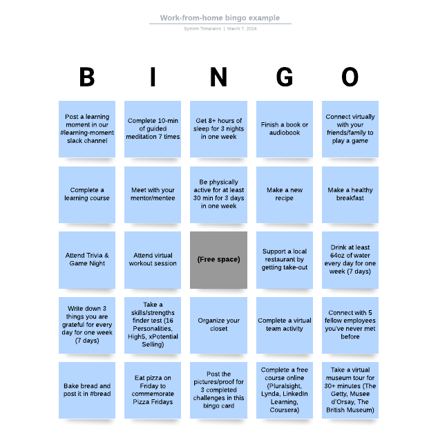 Go to Work-from-home bingo example template page