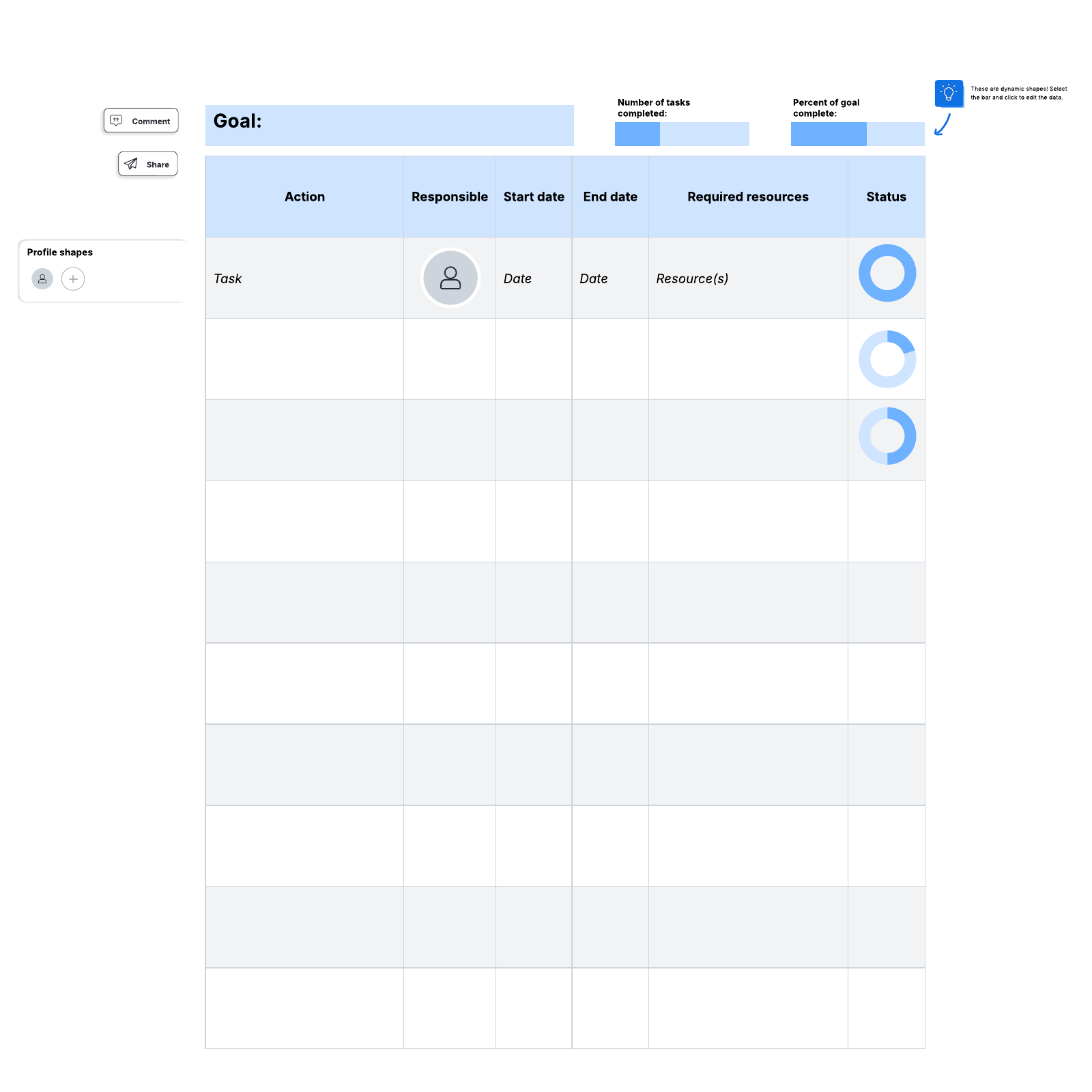 Action plan with Dynamic Shapes example