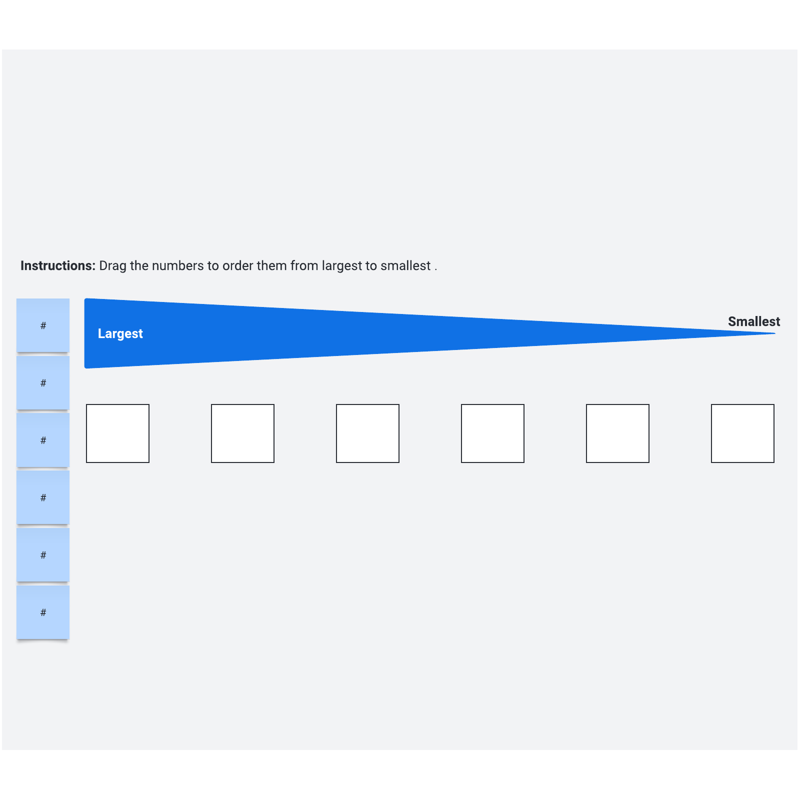 Ordering numbers largest to smallest example